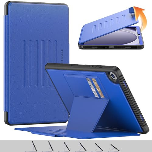 TECHGEAR Enduro Case For Samsung Galaxy Tab A9 Plus 11 (SM-X210 / SM-X215) Tough & Rugged Strong Magnetic Flip Case [Auto Sleep/Wake] Drop Proof Cover with [Multi-Angle Stand] & Card Slots, Blue