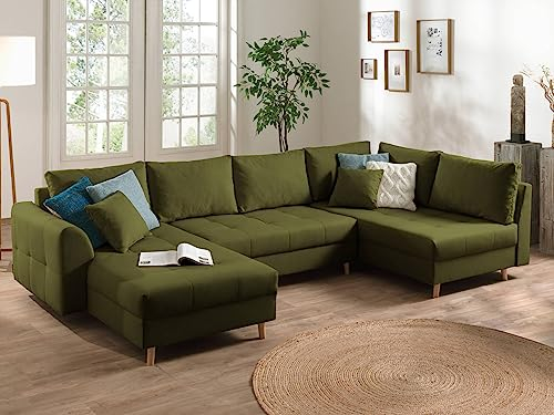 Lisa Design Rune – Wohnlandschaft – 7-Sitzer – skandinavischer Stil – rechts Olivgrün