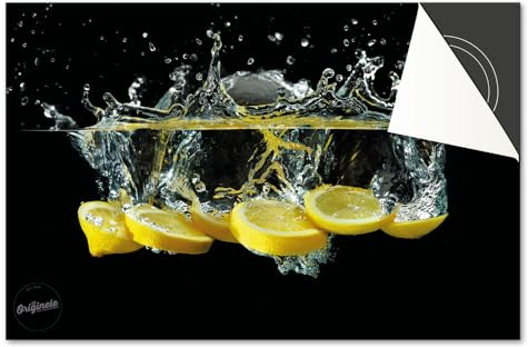 Induktionsschutz von Dietrix - Schutzmatte 90x52cm - Splash Zitronenscheiben - Base - Für Induktionskochfeld/Induktionsherd - Herdabdeckung Ceranfeld - Helle Unterseite - Herdabdeckplatte