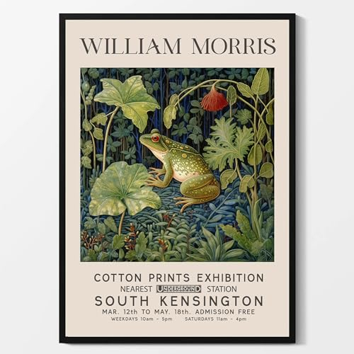 LVTFCO William Morris Frosch Poster William Morris Blumen Frosch Wandkunst Retro Leinwand Gemälde William Morris Drucke für Home Decor Bild 40x60cm Kein Rahmen