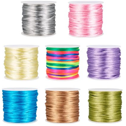 PandaHall - 8 rotoli di filo di nylon satinato da 2 mm, per nodi cinesi, macramè, artigianato fai da te, braccialetti dell'amicizia, gioielli
