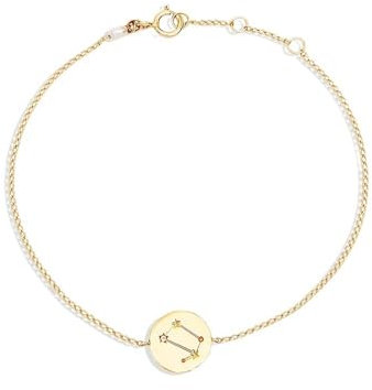 AJIEKJDSV Zwölf neue Sternbilder S925 Sterling Silber Armband Gold Diamant kleines rundes Armband(Color:Golden-Gemini_S925)