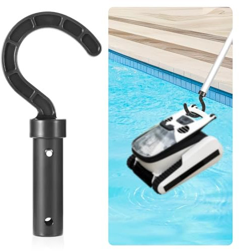 lasuroa Gancho para Todos Los Limpiadores de Piscinas Robóticos, Gancho Accesorio para Robots de Piscina Gancho para Inalámbrico Robot Limpiador de Piscina se Fija a Postes Telescópicos (Negro)