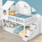 LATICO Kinderbett Etagenbett 90x200 für 2 Kinder, Baumhaus Hochbett Hausbett mit Treppe & 3 Schubladen, Holzbett Bettgestell Kinderbett mit Rausfallschutz und Lattenrost, Ohne Matratze (Weiß)