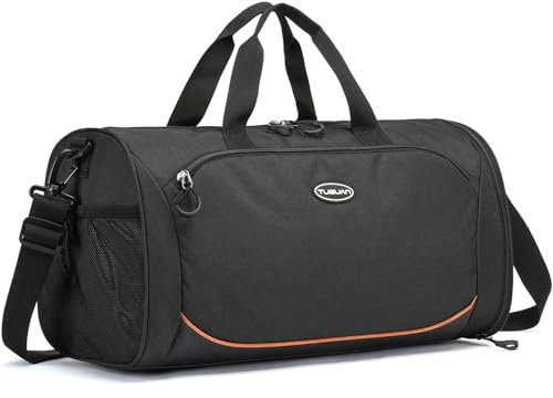 TUGUAN Sporttasche für Herren Damen, 30L Kleine Reisetasche mit Schuhfach und Nassfach, Wasserdicht Trainingstasche Gymtasche Leicht Handgepäck für Fitness Schwimmen, Schwarz