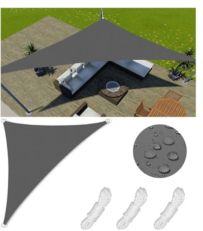 Sun Shade Sail Triangle Waterproof 98% UV Block Garden Sunscreen Awning Canopy with Rope and D-Ring Breathable Triangle Patio Sail Pergola for Outdoor Garden Patio Yard Lawn 1.6x1.6x2.3M