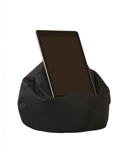 Sapphire Collection iPad, Tablet,eReader & Book Mini Bean Bag Soft Pillow Lap Stand Cushion Holder for All Devices,Side Pocket Portable Bean Bag holder (Black)