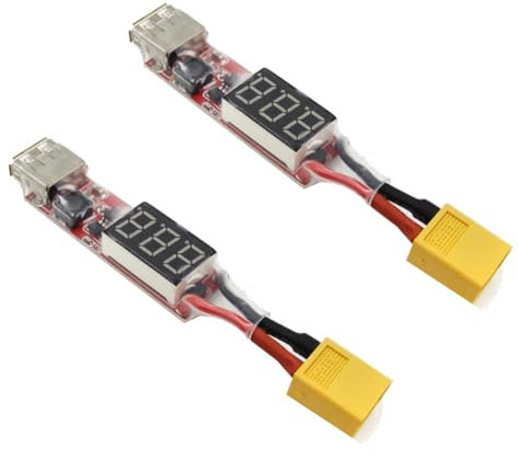 Lbvzxkad 2X 2S-6S Lipo Lithium Battery XT60 to USB Charger Converter with Voltage Display Adapter Board