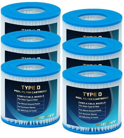 Hrozny Poolfilter Typ D für Summer Waves Poolfilter, Poolfilter D, kompatibel mit Poolfilter, für Summer Escapes FS-350 RP-350 RP-400 RX-600 (6 Stück)