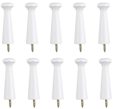 MOROBOR 10PCS White Wooden Shaker Pegs, 3.15 Inch Shaker Peg with Screws, Unfinished Wood Shaker Racks for Hanging Clothes Hats Towel Paint DIY
