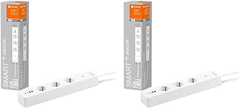 LEDVANCE Smart Plug mit WiFi Technologie, dreifache Steckdosenleiste mit Überlastschutz und Überspannungsschutz inklusive USB Anschlüsse, steuerbar über WiFi App, Alexa und Google (Packung mit 2)