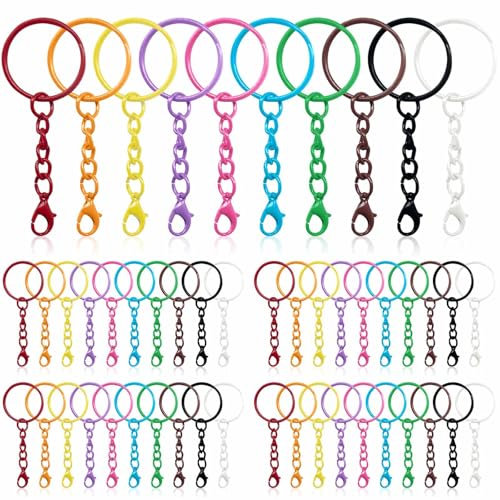 100 Pièces Attache Porte Clé,Anneau Porte Clef 25mm,Anneaux Porte Clé,Keychain,Anneau Porte Clé pour DIY Bricolage Bijoux