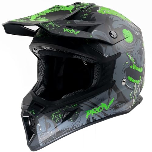 MOTOBLOUZ SKUD NEGAN Casque de motocross | Homologué ECE 22.06 Green/Black | Casque scooter