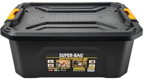 Qooltex Aufbewahrungsbox mit Deckel 20L Lagerbox stapelbar Klickverschluss | Kunststoffbox extra stabil (49x38x20cm) Wasserdicht - Für Werkstatt, Garage, Keller und Haushalt, langlebig