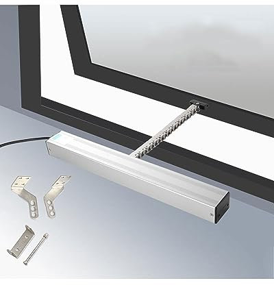 Actuador eléctrico para abrir ventanas – Abridor automático de ventana de cadena para ventanas abatibles y tragaluces – Motor de 24 V con control remoto e interruptor, carrera de 300 mm a 800 mm