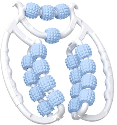 Dernière conception rouleau de massage à 20 roues pour les jambes, rouleau de jambe,rouleau de cellulite en plastique, rouleau de massage de la cuisse, outil de massage de la cellulite (bleu)