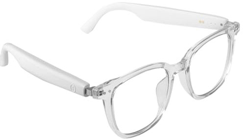 Tulbeys Smart Glasses für Damen, Bluetooth Brille mit photochromer Linse, Touch-Steuerung, Sprachassistent transparenter Rahmen und weiße Bügel für klaren Ton