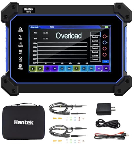 Hantek TO1112 Oscilloscope, 2CH 110MHz Bandwidth Tablet Oscilloscope | Multi Functional Full Touch Screen Durable and Suspended Design Portable
