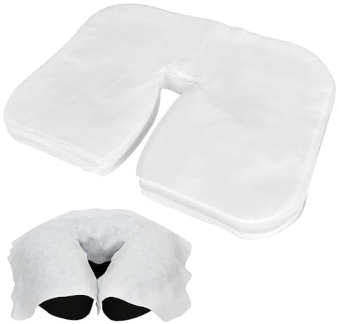 Yuragim 200 Stück Nasenschlitztücher Massageliege, 36x27 cm Gesichtsauflagen für Massageliege, Soft und Atmungsaktive Vlies Massagetücher Passend für Alle Kopfstützen bei Massagetischen & Massagebänke
