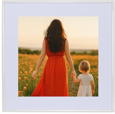 IDEAL TREND New Lifestyle Kunststoff Bilderrahmen mit Passepartout & Kunststoffglas Collage Wanddeko Poster Hoch- & Querformat: Farbe: Weiß | Format: 40x40