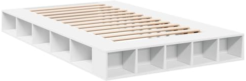 Hommdiy Bettgestell Bett mit Stauraum für Schlafzimmer Bettrahmen mit Lattenrost Schlafzimmerbett Weiß 120x200 cm Holzwerkstoff