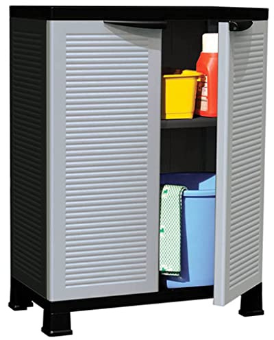 Armoire de rangement en plastique pour la maison, le bureau, le garage et l'espace de rangement - Facile à nettoyer, peu encombrante avec un grand espace de rangement