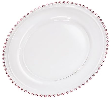 Alipis Rose Gold Glass Dinner Plate Clear Western Food Steak Tray Elegant Party Serving Dish for Weddings Birthdays Home Gatherings