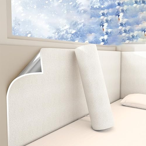 Generisch Selbstklebende Tapete - Dickerem Wandschutzfolie, Innen Wandverkleidung Deckenplatten, Geräuschreduzierend, Wärmedämmung, Feuchtigkeitsbeständig 3D Wall Paper,Weiß,W 50xL500xH0.3 cm