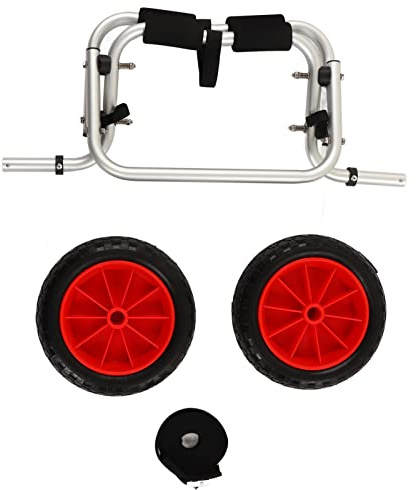 MechKit Kajak-Trolley, robuster Luftfahrt-Aluminium, Verstellbarer, zusammenklappbarer Bootsträgerwagen mit 25 cm PU-Rädern für Kajak-Kanu-Transport, Schwarz