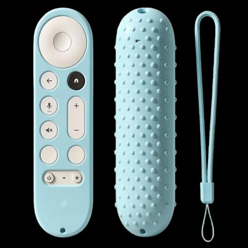 Glowing Blue Silicone Cover Case for Google TV Streamer 4K Google TV (4K) Voice Remote 2024 Remote Cover Anti-Slipping Silicone Case