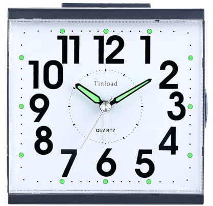 Tinload Analog Seniorenwecker mit Nachtlicht, 4.7 Zoll großes Zifferblatt, Tischuhr mit Schlummerfunktion, laut, ansteigendem 3-stufigem Glockenton, Batteriebetrieben (Blau)
