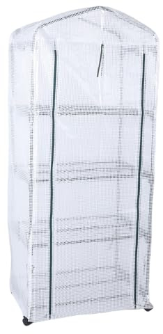 HEEPDD Serre, Serres Roues Rotatives à 360 Degrés pour une Utilisation Intérieure et Extérieure sur la Terrasse et la Serre de Jardin, Couverture en PE avec étagères à 4 Niveaux, Jardinage Nan (WHITE)
