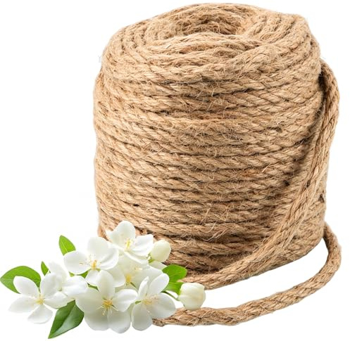 Ghligna 50m Corde Arbre à Chat, Corde Jute 10mm Robuste, Fibre Naturelle pour Jardinage, Griffeur Chat, Décoration Intérieure/Extérieure, Emballage Cadeau, Fleuristerie, Bricolage