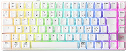 CHERRY XTRFY K33 Compact Wireless, Trådlöst Mem-chanical Gamingtangentbord, Format 75%, Tangentbord för Flera Enheter, RGB-Belysning, IP54 Damm- och Stänkskyddat, PN-Layout (QWERTY), Vit