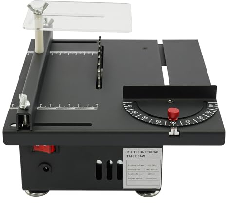 Kdbinytt Mini sega circolare da tavolo, mini sega circolare, 200 W, 10000 giri/min, profondità di taglio 33 mm, 7 livelli, angolo 0-90° per legno, plastica, modellismo fai da te