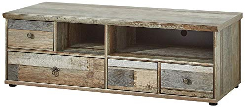 Stella Trading Bonanza Vintage TV-Board in Driftwood Optik - ausdrucksstarkes Retro Low-Board für Ihr Wohnzimmer - 130 x 43 x 52 cm (B/H/T)