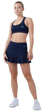 Sportkind Mädchen & Damen glockiger Tennis, Hockey, Sport Skort, Rock mit Innenhose, atmungsaktiv, UV-Schutz, Navy blau, Gr. 152
