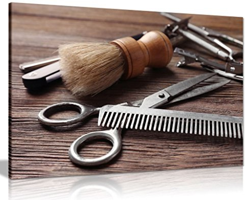 Barber Shop Decor Haircutting Tool Canvas Wall Art Picture Print (18x12)