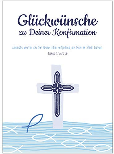 Einladungskarten Manufaktur Hamburg Glückwunschkarte Konfirmation mit Umschlag/Modern grafisch Fische/Konfirmationskarten/Karte für Glückwünsche/Feier