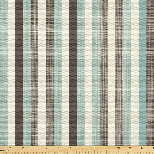 ABAKUHAUS Retro Gewebe als Meterware, Gestreift Klassisch Alt, Dicht Gewebter Stoff zum Nähen Polster Wohnaccessoires, 3M (148x300cm),Mandelgrün Braun Creme