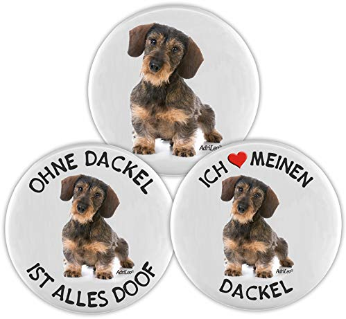 AdriLeo Kühlschrankmagnet - 3er Set - Dackel (Rauhaarteckel)