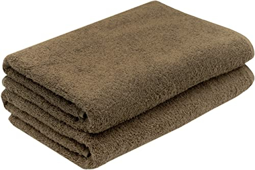 ZOLLNER 2er Set Duschtücher - weiche und saugstarke Handtücher - waschbar bis 95°C - Baumwolle - 70x140 cm in braun
