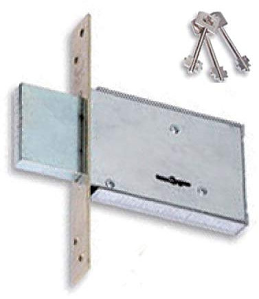 Art. 200050 SERRATURA SIMPLEX DOPPIA MAPPA Infilare Laterale zincata 2 mostrine 1 contropiastra 3 chiavi CV2000 - E - 50 - Chiusura - Laterale - Frontale - 22 x 180 - Dim.