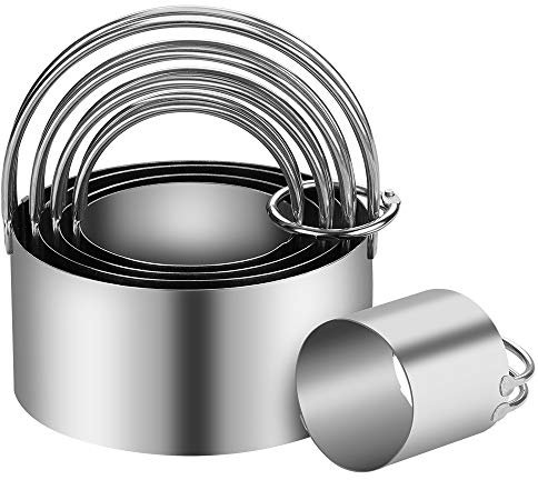 KSPOWWIN 5 Stück Ausstechformen, rund, Edelstahl, Keksausstecher mit Griff in abgestuften Größen, runde Formen