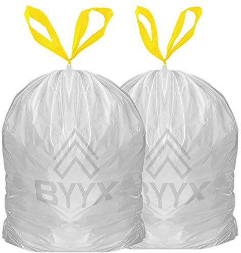 BYYX Paquete de 100 bolsas de basura de 50 L, bolsas de basura fuertes y altas, bolsas de basura blancas para interiores, oficina, cocina, dormitorio (50 L (paquete de 100)