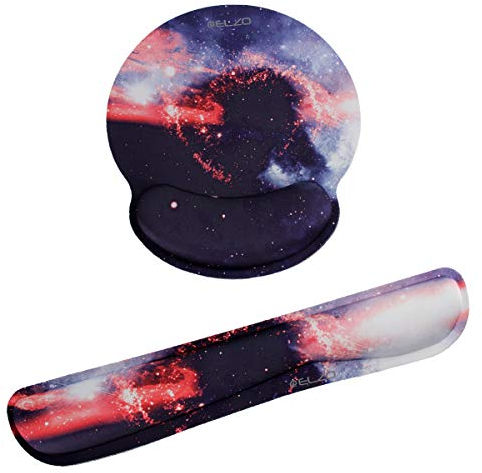 ELZO Mauspad mit Handauflage, Gelkissen Mousepad und Ergonomische Memory Foam Tastatur Handgelenkauflage Set, Wasserdicht Wrist Rest für Computer und Laptop
