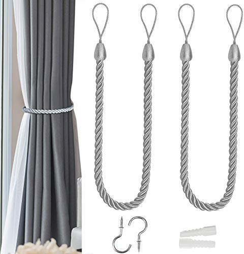 Gardinen Raffhalter, Curtain Rope Buckle, Geflochtene Vorhang Raffhalter, Raffhalter für Durchsichtige und Verdunkelnde Vorhänge, Baumwollseil, 1 Paar