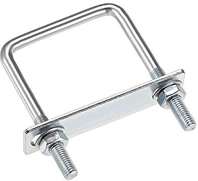 uxcell Square U-Bolts 2-3/8''(60mm) Inner Width 100mm Length Carbon Steel M8 with Nuts, Frame Plate, Round Washers U-Bolt Clamp 2 Set