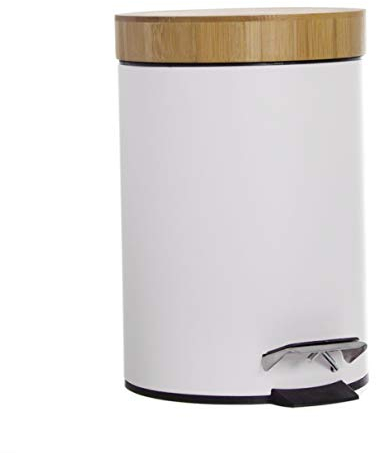 Vidal Regalos Poubelle petite salle de bain blanche 3 l poubelle pédale couvercle Bois 24 cm