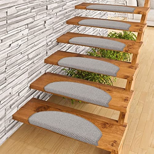 Pergamon Bentzon - Alfombra de Escalera Plana Tejida - Plata (semicircular) - 2 Tamaños